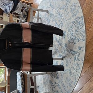 Chic Pink and Black Leather Jacket